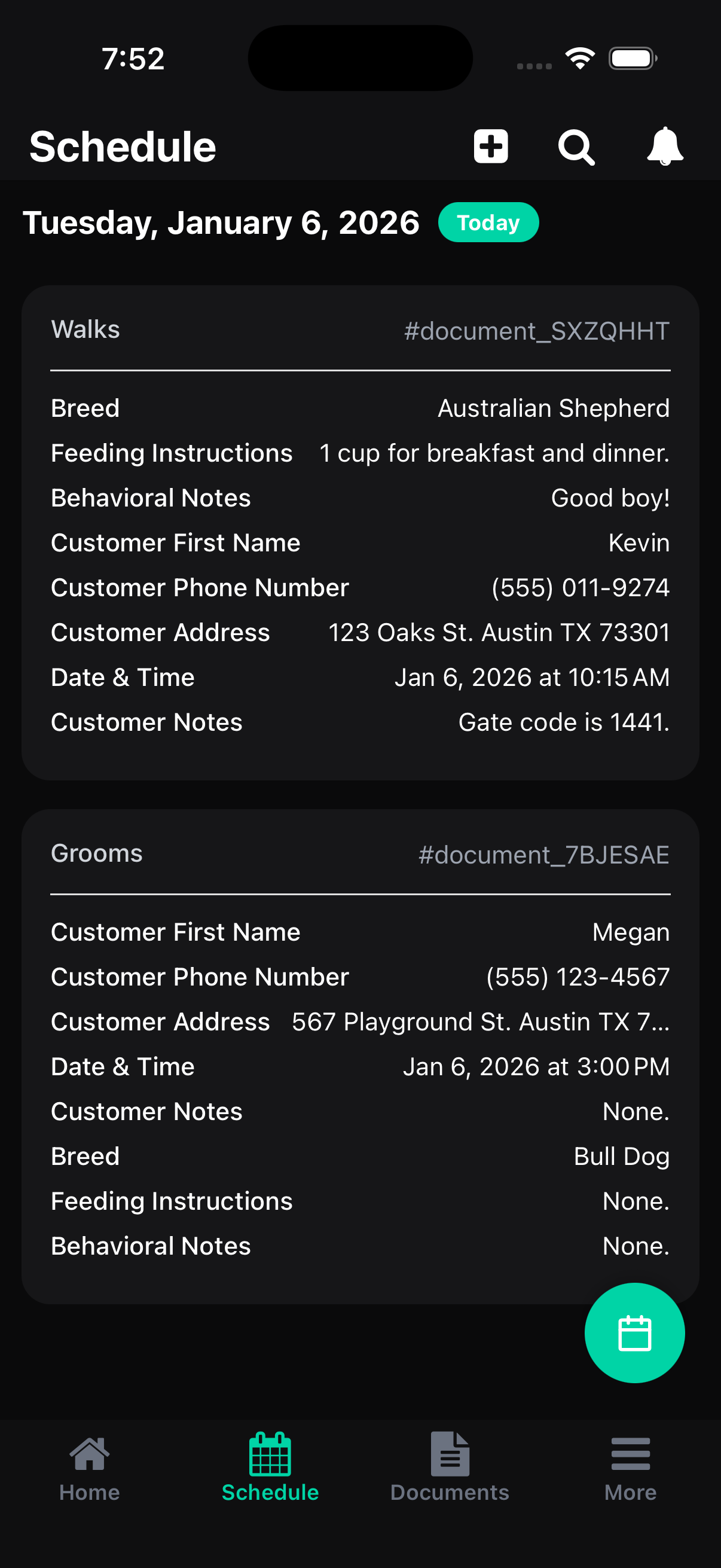 Scheduling Screenshot
